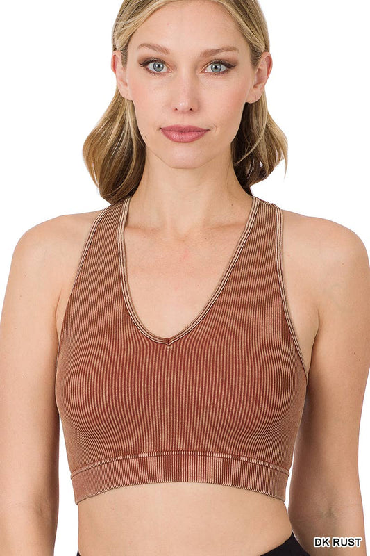 Premium washed ribbed crop tank