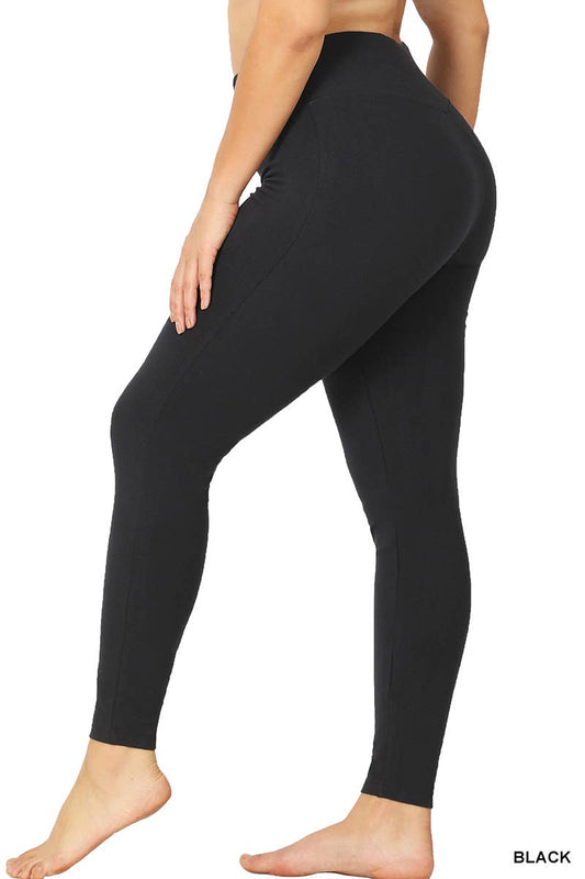 Black Plus Better Cotton Wide Waistband Full-length Leggings