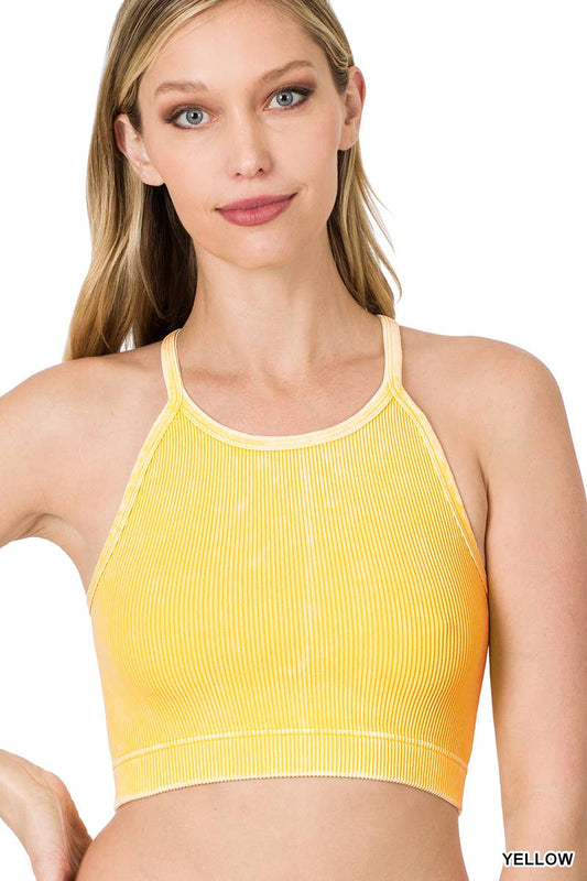 Washed Ribbed Seamless Cropped Cami Top