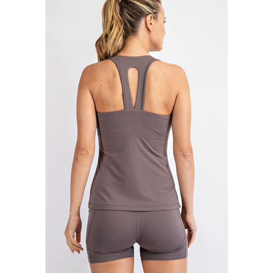 BUTTER V NECKLINE RACERBACK SPORTS BRA